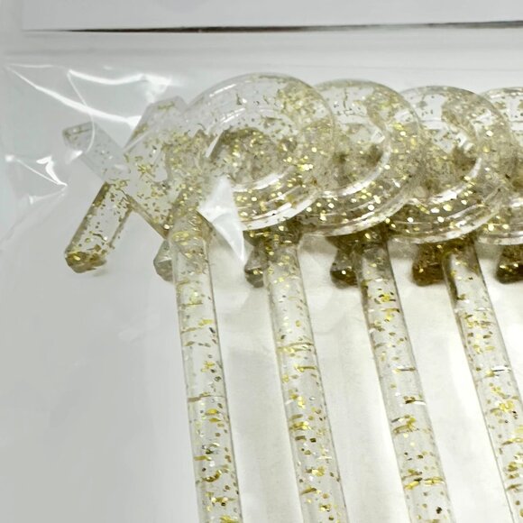 Set of 2 XO Glitter Drink Stirrers Valentine Cocktail Swizzle Sticks Barware - Picture 5 of 14